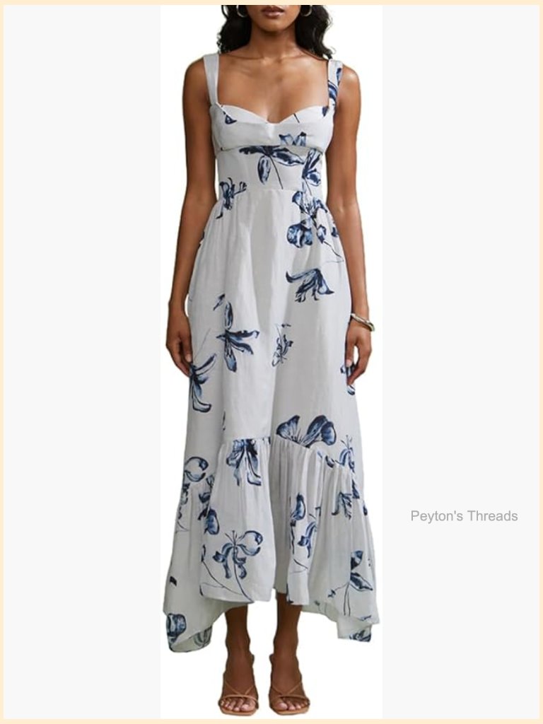 Fit & Flare Midi Dress With Sweetheart Neck - Sleeveless, Zipper Closure